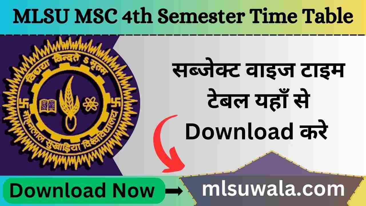 MLSU MSC 4th Semester Time Table 2025 PDF Download