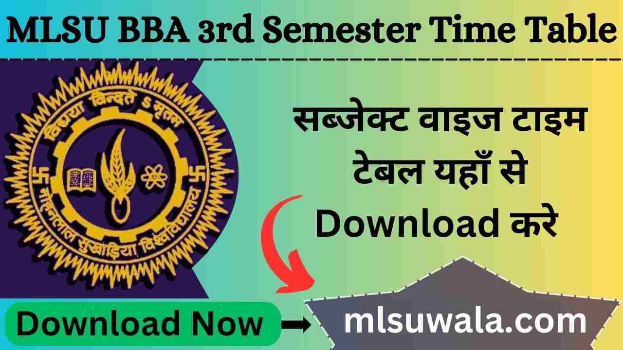 MLSU BBA 3rd Semester Time Table 2025 PDF Download