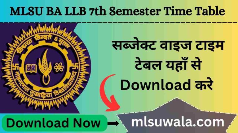 MLSU BA LLB 7th Semester Time Table 2025 PDF Download