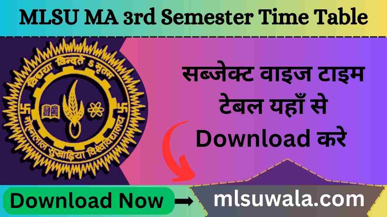 MLSU MA 3rd Semester Time Table 2025 PDF Download