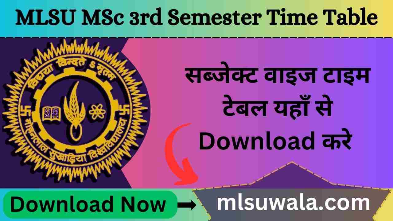 MLSU MSc 3rd Semester Time Table 2025 PDF Download
