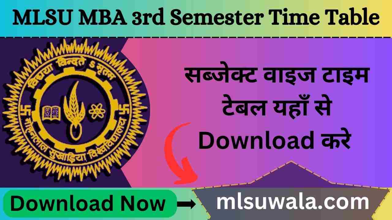 MLSU MBA 3rd Semester Time Table 2025 PDF Download